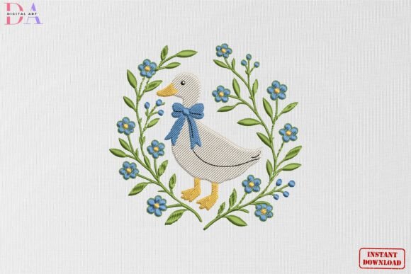 Blue Floral Duck Spring Charm