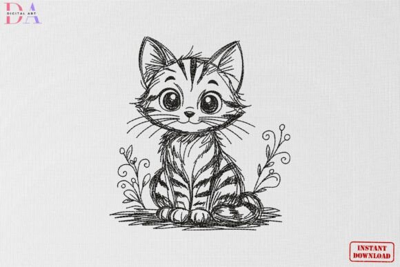 Cute Baby Cat Sketch Animal Art