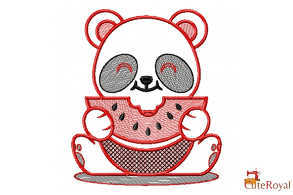 Cute Panda Kawaii with Watermelon