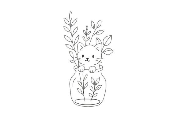 Floral Cat in Jar